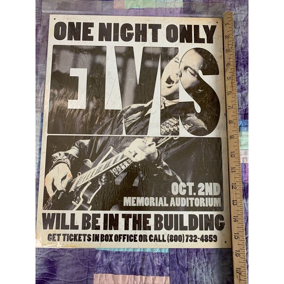 One Night Only Oct 2 Elvis TIN SIGN metal 12.5x16 poster concert ad wall decor - Picture 3 of 3